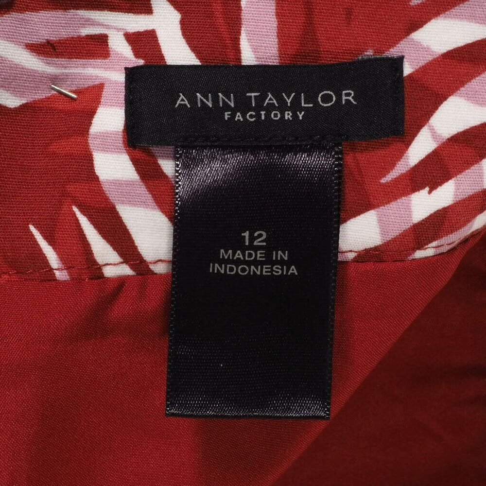 Ann Taylor Factory Womens Tropical Leaf Print Skirt Size 12 Red & White - Picture 6 of 7